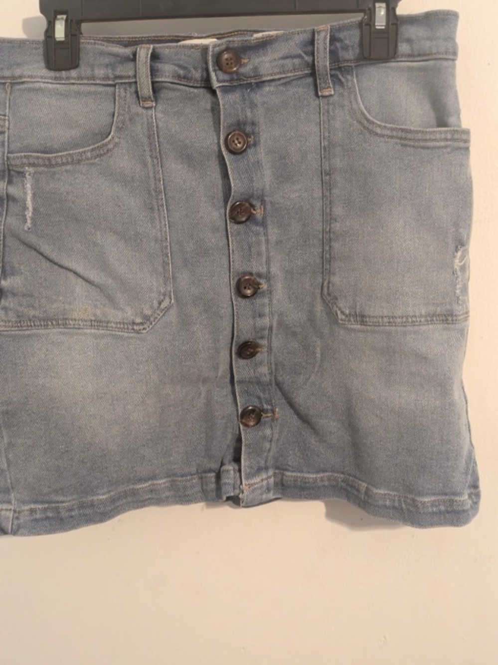 Kensie Jeans Vintage Luxe Denim Midi Skirt Button Front Blue Jean Skirt
